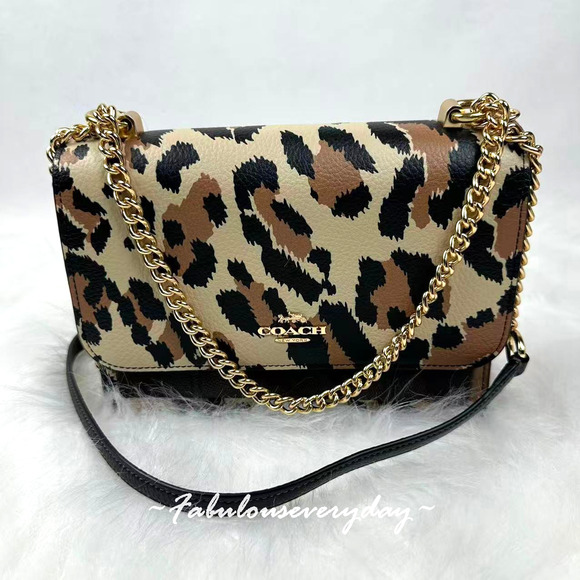Coach Klare Crossbody Bag With Leopard Print And Signature Canvas CCK61 NWT - Picture 1 of 8